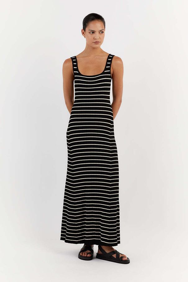 2023 European And American Striped Beach Vacation Sexy Knitted Backless Long Camisole Dress For Women_ecoleips.com