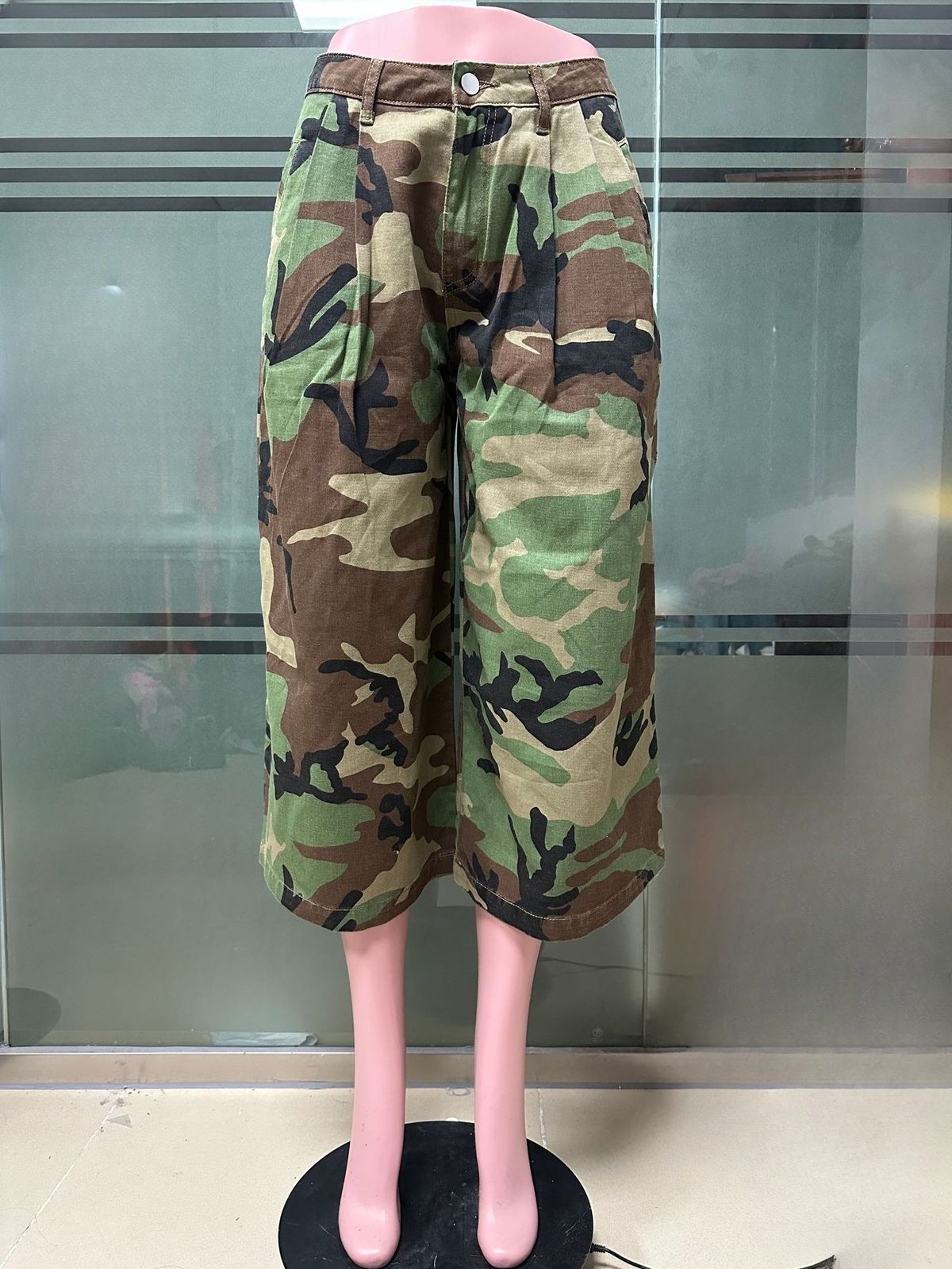 K European And American Style New Women's Clothing Street Trendy Fashion Casual Camouflage Workwear Style Loose Wide Leg Pants_ecoleips.com