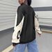 Women's American Style Patchwork Loose Fitting Jersey V Neck Color Blocking Casual Long Sleeve Sweatshirt Street Style Sexy Versatile_ecoleips.com