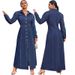 Plus Size Women's Denim Shirt Dress Long Sleeve Midi Button Down Tunic, Elegant Casual Office Dress For Curvy Figures_ecoleips.com