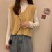 Aria Basics 2024 V-neck Twisted Knit Women, Sleeveless Sweater Outerwear, Versatile Tie-dye Hong Kong Style Short Vest For Commuting_ecoleips.com