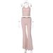 2026 Spring New Sexy Cropped Halter Neck Tank Top Slim High-Waisted Flared Pants Women's Set Wholesale_ecoleips.com