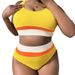 European And American Foreign Trade New Style Plus Size MM Multi-Color Patchwork Vest-Style Sexy Bikini Swimsuit T416_ecoleips.com