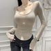 Slim Fitting U Neck Inner Layer Top for Women Korean Style Stretchy Tight Fit Long Sleeved T-Shirt INS Inspired Autumn Winter Wear_ecoleips.com