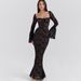 Women's Clothing New Trumpet Sleeve Sexy Lace Tube Top Long Skirt Fashionable Hot Girl Backpack Hip Dress_ecoleips.com
