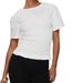 Women's Slimming Pleated Top American Style Hot Girl round Neck Short Sleeve Solid Color Versatile Summer Top Waist Cinching_ecoleips.com