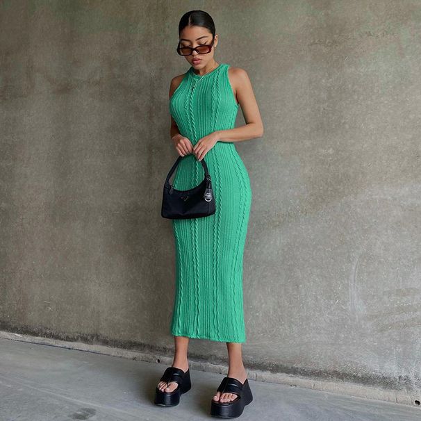 2025 New Autumn Casual Knitted Sleeveless Round Neck Dress For Women Wholesale From European And American Cross-Border_ecoleips.com