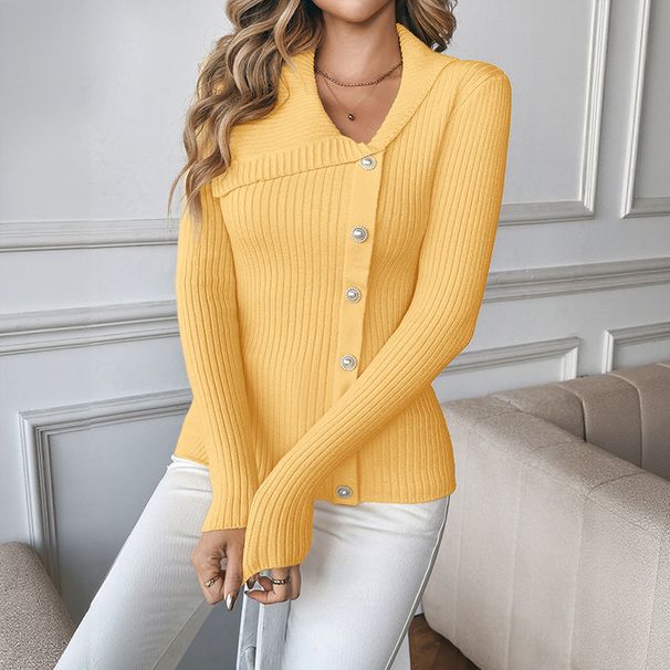 "The Rebel Pearl Sweater: Viscose V-Neck With Asymmetric Pearl Accents – Streetwise & Sculpted (S-L, Sunbeam Yellow)_ecoleips.com