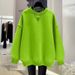 Korean-style High-end Round-neck Sweatshirt For Women, Autumn And Winter, Fleece-lined, Thickened, Warm, Loose, Solid_ecoleips.com
