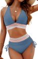 Women's High-Waisted Sexy Bikini Style Cross-Over Two-Piece Swimsuit Tight Fit Best Selling Design_ecoleips.com