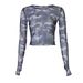 Aria Basics Aria Basics European And American Hot-Selling Mesh Top For Women 2025 Summer New Women's Clothing Camouflage Long Sleeve_ecoleips.com