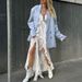 European And American Design Patchwork Ruffle Strap For Women 2025 Summer New Sexy Slit Slim Long Dress_ecoleips.com