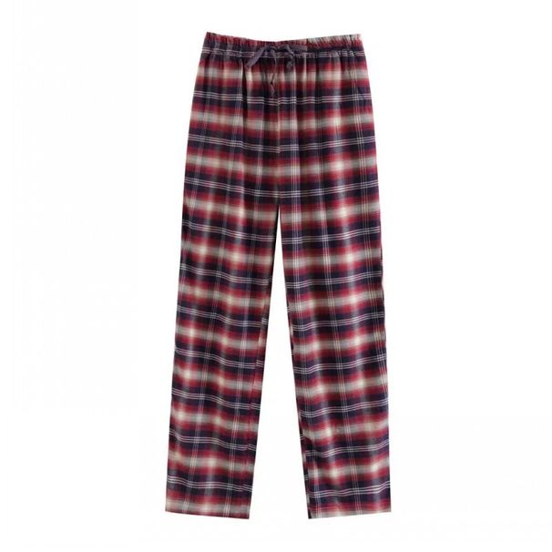 Spring Autumn Women 100% Cotton Sleep Bottoms Plus Size Home Pants High Quality Lounge Trousers Casual Plaid Pajama Pants_ecoleips.com