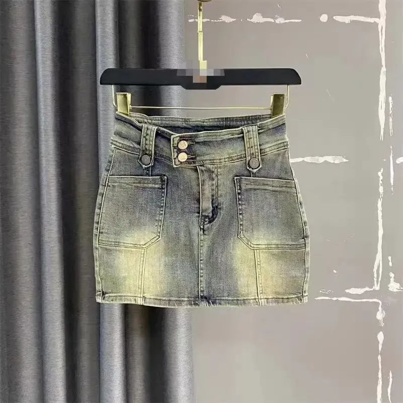 2025 Spring Summer Denim For Women High Waist Slimming American Style Versatile Straight A-line Bodycon Skirt_ecoleips.com