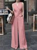ZANZEA Women Pant Sets Irregular Buttons Vests Wide Leg Trouser Pant Suits Stylish Elegant 2pcs Outfit Streetwear Office Tops_ecoleips.com