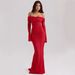 European And American Cross-Border Lace Hollow Out Off-Shoulder Flared Sleeve Bodycon Dress Elegant Sexy Strapless_ecoleips.com