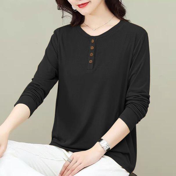 Autumn Buttoned Shirt For Women In Larger Sizes A Casual, Artistic Base Layer That Fits Loosely And Helps Slim The Fig_ecoleips.com