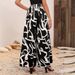 Summer New Chiffon Leaf Print Casual Pants Temperament High Waist Wide Leg Pants Women_ecoleips.com