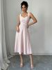 Women's Square Neck Sleeveless Dress Pink Button Front Elegant Summer Midi Dress_ecoleips.com
