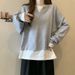 European American Real Shot Two-Piece Sweatshirt Women, Cotton Loose Fit Korean Thin Style For Spring, Autumn, And_ecoleips.com