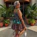 Summer New Fashionable Colorful Printed Dress For Women Spaghetti Strap Slim Waist Short Dress_ecoleips.com