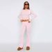 Women's Casual Style Low Waisted Flared Pants Set Slimming Solid Color Fashion_ecoleips.com