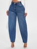 American-style Design Lantern Pants, Vintage Denim For Women, Blue, Loose-fitting, Slimming, Casual Harem Pants_ecoleips.com