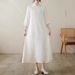 2025 Spring/Summer Vintage New Chinese National Style Cheongsam Improved Jacquard Zen Tea Dress With Three-Quarter_ecoleips.com
