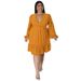 Women's Clothing V-Neck Flutter Sleeve Midi Dress With Vertical Stripe Jacquard, Elegant A-Line Swing Dress_ecoleips.com