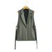 Women's clothing Spring New Women's Style Lapel Sleeveless Side Ribbon Design Suit Vest Jacket Women's 6IS009_ecoleips.com