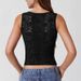 Women's Lace-trimmed Square-neck Sleeveless Tank Top With Double-layer Slim Fit, Cropped Top, New European And American_ecoleips.com