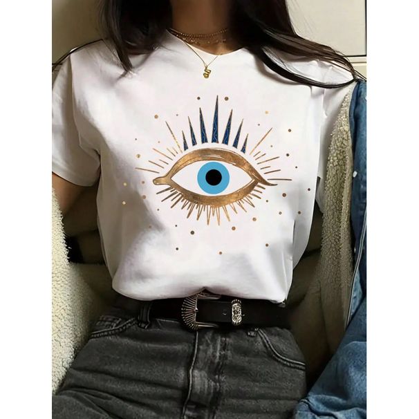 Women’s Clothing Spot Ladies Summer T Shirt Printing Fashion Casual Cute Short Sleeve Women's Eye Print Short Sleeve T Shirt_ecoleips.com