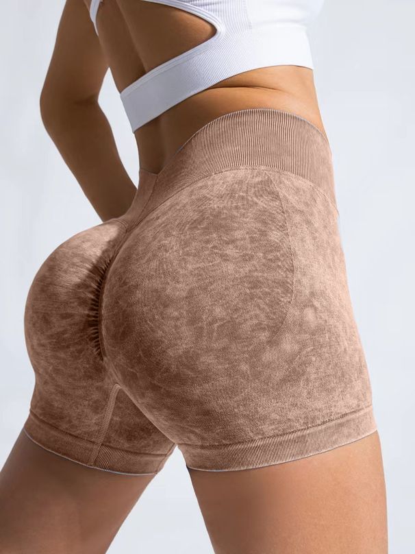 Women's Clothing New Washed High Waist Hip Lift Fitness Shorts Breathable Sports Abdomen Cycling Tights Three Quarter Yoga Shorts_ecoleips.com