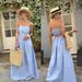 French Style High-Waist Maxi Dress With Stripe Print - Backless Flowy Summer Dress For Beach Vacation And Evening Parties_ecoleips.com