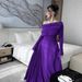 Women's Clothing Autumn And Winter Women's Wear Sexy Off Shoulder Pleated Evening Dress_ecoleips.com