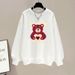 Women's American Style Fleece Lined Thickened Sweatshirt round Neck Loose Fit Fashionable Autumn Winter Top 2023_ecoleips.com