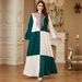 Women's Elegant Long Robe Dress Color Block Embroidered Fashionable Loose Fit European And American Style_ecoleips.com
