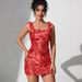 Sexy Bodycon Sequin Mini Dress For Women - Sleeveless Clubwear Party Dress With Spaghetti Straps, Stretchy Polyester Fabric,_ecoleips.com