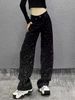 Women's Clothing High-Waisted Slimming Rhinestone Jeans Wide Leg Floor-Length Pants Loose Fit Versatile Straight Leg For Women Spring/Autumn_ecoleips.com