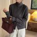 Double Zipper German Velvet Cardigan Stand-up Neck Sweater Jacket Women's 2025 Autumn New Loose And Thin Versatile Long-sleeved Top_ecoleips.com