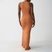 Women's Clothing Sexy Round Neck Sleeveless High Elastic Breathable Long Dress Slim Hip Skirt_ecoleips.com