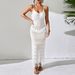 Women's Clothing Sexy Hollow Suspender Long Skirt Slim Tassel Beach Skirt Sleeveless Knitted V Neck Suspender Dress_ecoleips.com