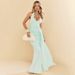 Women's Elegant Halter Neck Mini Dress European American Style Spring New Sexy Backless Fishtail Waist Ribbon Deep V Dress_ecoleips.com