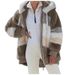 Autumn And Winter Warm Plush Patchwork Zipper Pocket Hooded Loose Coat Women's Tops Wholesale_ecoleips.com