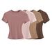 Women's Popular Tight-fitting Sexy Round Neck Short-sleeved T-shirt, Summer Solid Color Basic Knit Top_ecoleips.com