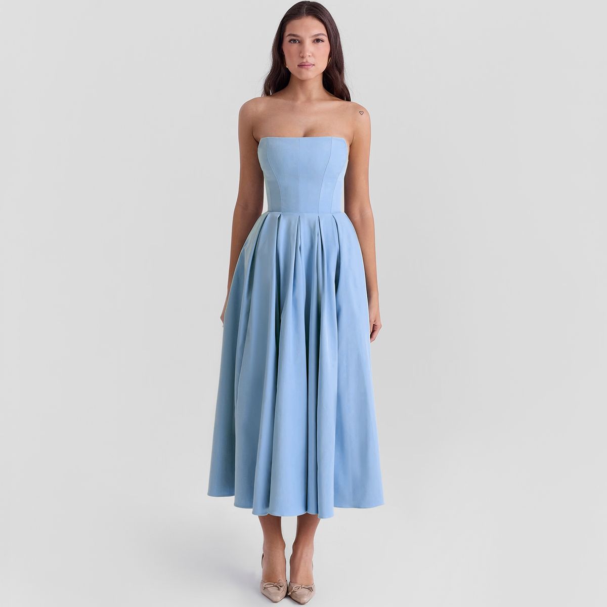 Women's Clothing Summer Wear High End Fishbone Top Dress Pure Desire Hot Girl Slim Backless Mid Length Skirt_ecoleips.com