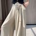 Suitable For All Seasons White Cotton Linen Wide-Leg For Women, Summer Thin High-Waist Loose Draped Straight-Leg Floor-Length Yamamoto Pants_ecoleips.com