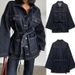 Women's Clothing Retro Indigo Blue Denim Jacket With Waist Cinching Belt Loose Long Sleeve Casual Fashion For Spring_ecoleips.com