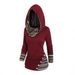 Tribal Geometric Print Hooded Knit Sweatshirt For Women - Long Sleeve Pullover With Button Detail, Ethnic Streetwear, Comfortable & Stylish_ecoleips.com