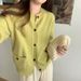Women's Soft Cozy Short Cardigan Sweater Style Loose Long Sleeve Knitted Top For Autumn Winter_ecoleips.com